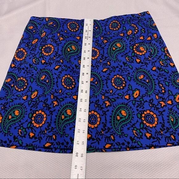 J. Crew Factory Blue & Orange‎ Paisley Mini Skirt - Picture 4 of 7